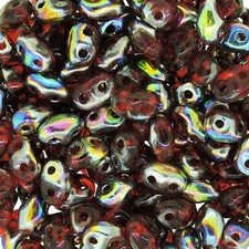 MiniDuo Beads Two Hole Seed Beads 4mm x 2mm Ruby Vitrail 8GM Tube