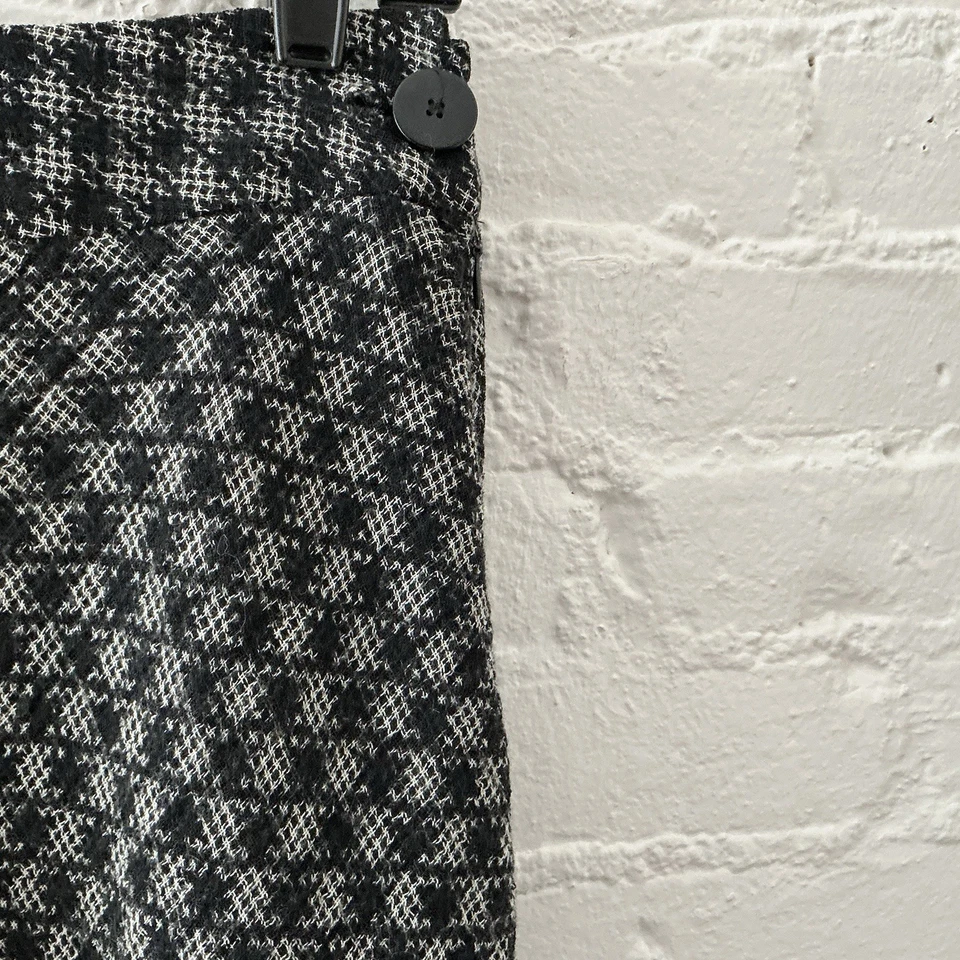 Falda De Colección Ann Klein 100% Lana Negra Gris Estampado Línea A Midi Modesta Cápsula Talla M Foto 3 de 4