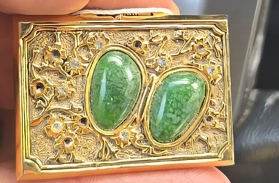 Vintage Golden Jade Floral Pillbox/False Lash Holder & Aesthetic  Must-Have