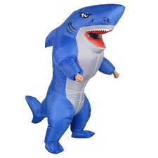 Blue Shark Inflatable Costume Adult Fancy Dress Halloween Cosplay Party Outfiit