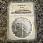 😃1987 American Silver Eagle NGC MS69 Brown Label
