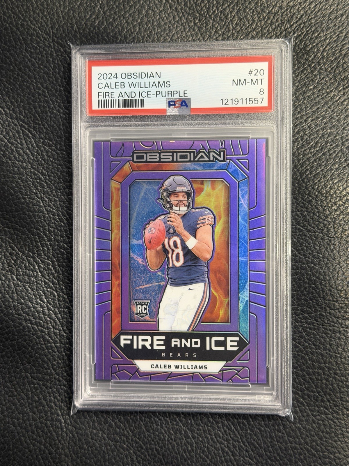 2024 Obsidian Caleb Williams Rookie Fire & Ice Purple /50 PSA 8 POP 2 Bears RC