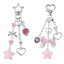 Aesthetic Keychain Accessories Cute Bows Star Keychain,Bag Charms Car Key Rings