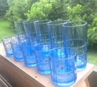 Vtg. Anchor Hocking Tartan Manchester  Ice Blue Glassware  10-Pc /5 High, 5 Low