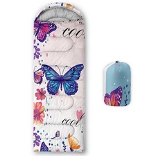 Sleeping Bag for Boys Girls,Cartoon Butterfly Flowers Print-Lightweight Warm ...