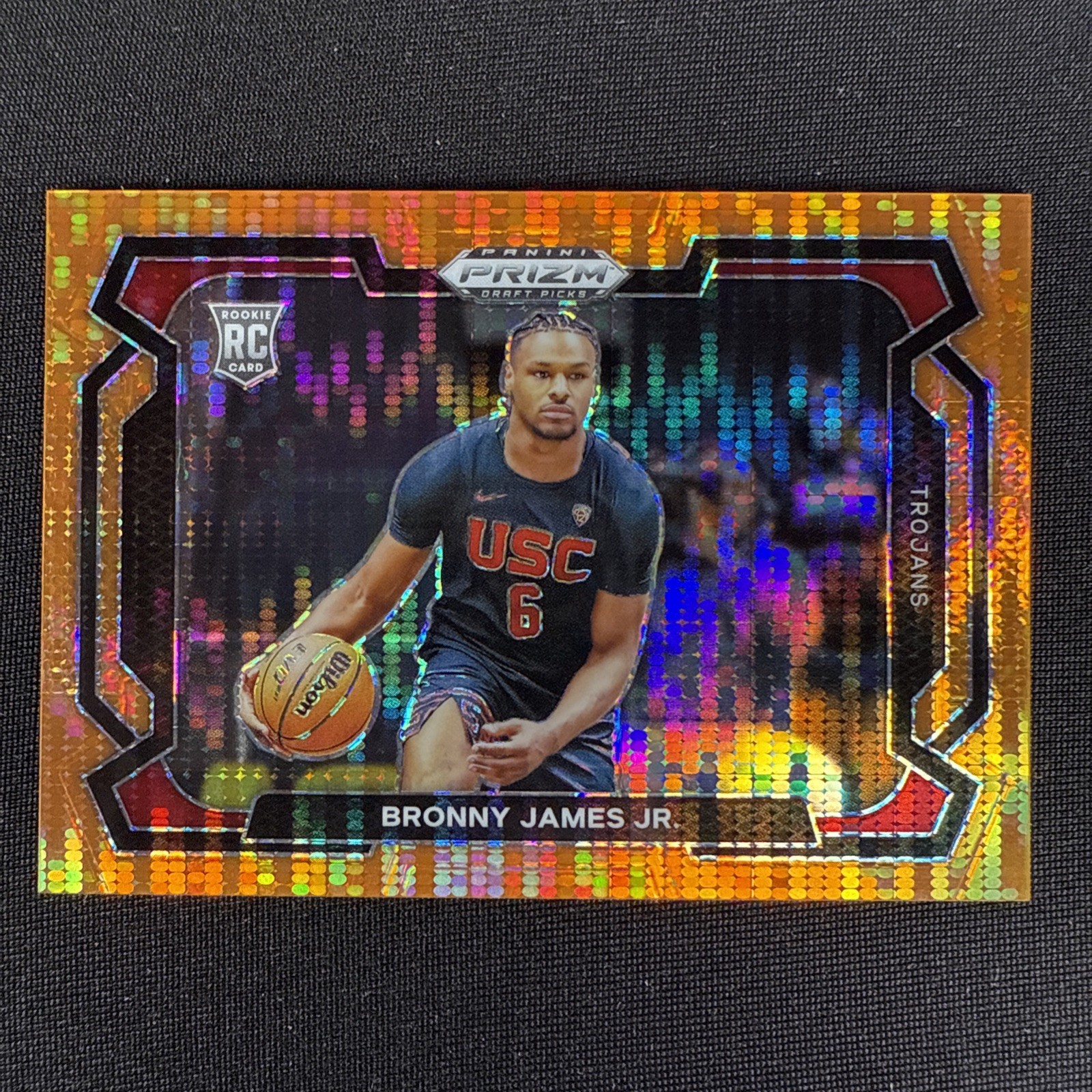 Bronny James Jr. Rookie Card RC 2024 Prizm Draft Orange Pulsar /49 VAR #86