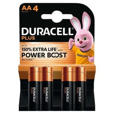 4x Duracell AA Plus Power Boost Alkaline Batterien 1,5V Langlebig