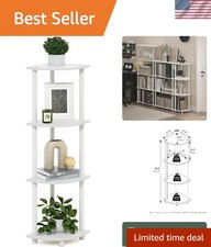 Elegant 4-Tier Corner Shelf for Stylish Home Organization - White Finish