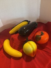 Vtg Murano Style Art Glass Hand-Blown Fruit  Vegetables Lot 5 Pcs, 1 Sm Chip