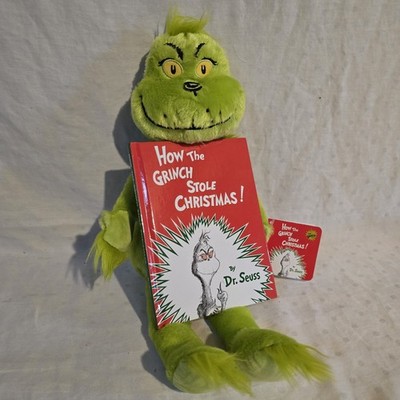 Dr Seuss Grinch Plush Holding How The Grinch Stole Christmas Book Stuffed Toy