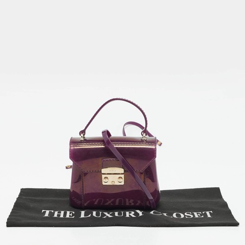Furla Candy Bon Bon Mini Purple Rubber Top Handle Bag - Picture 9 of 11
