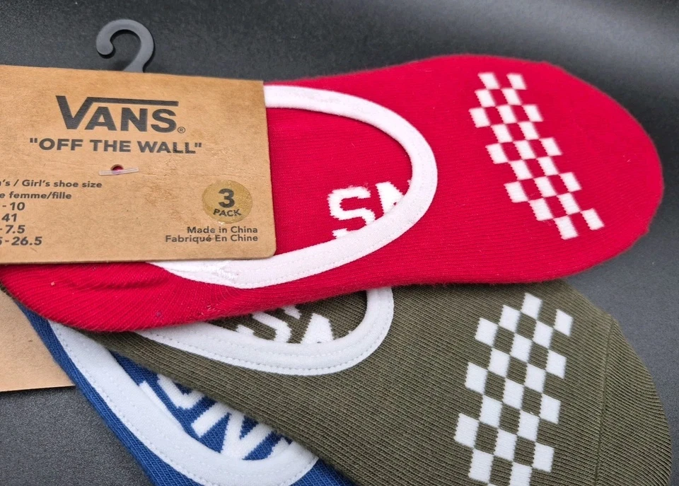 NUEVO CON ETIQUETAS VANS Off the Wall Mujer’s y Niñas No Show Calcetines Paquete de 3 Talla 6.5-10 Foto 3 de 4
