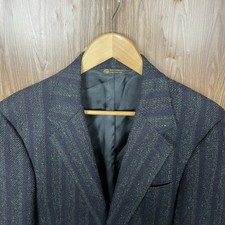 Harris Tweed Sport Coat Mens 40R Black Striped Pure Handwoven Scottish Wool