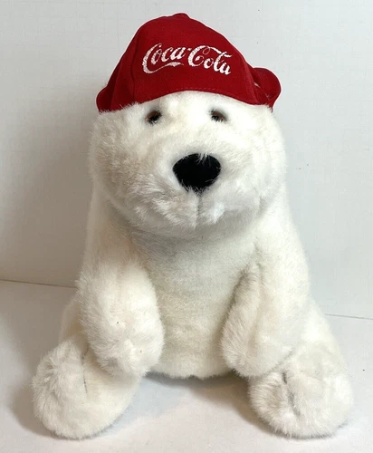 Vintage Coca-Cola Polar Bear Plush with Backwards Cap by Dakin Creations 12 Inch