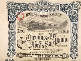 🇧🇷 Compagnie des Chemins de Fer du Nord est de São Paulo 1911 obbligazione 20£