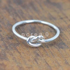 Simple knot ring - thin recycled sterling silver promise ring Christmas ring G24