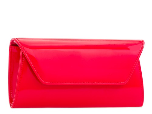 Women's Plain Patent Leather Wet Look Clutch Bag Evening Party Handbag Wedding - Picture 2 of 21
