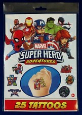 Marvel Super Hero Adventures Temporary Tattoos Spider-Man Avengers - New