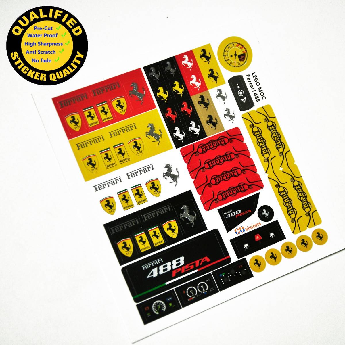 Custom sticker for MOC CaDA C61043 488 1:8 car C61042, Precut
