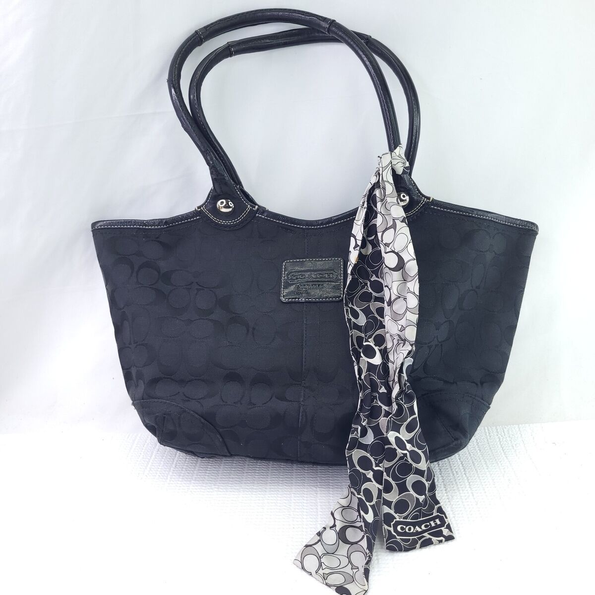 COACH BLEEKER TOTE Black Signature Canvas Jaquard Leather COACH BLEEKER TOTE Black Signature Canvas Jaquard Leather