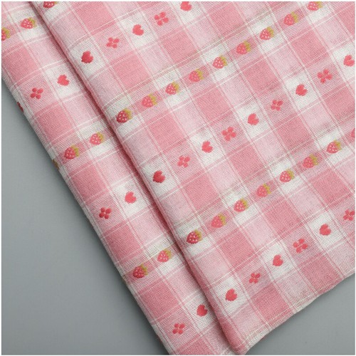 Jacquard Plaid Strawberry Fruits Floral Cotton Fabric Skirt Dress Craft Material - Picture 3 of 10