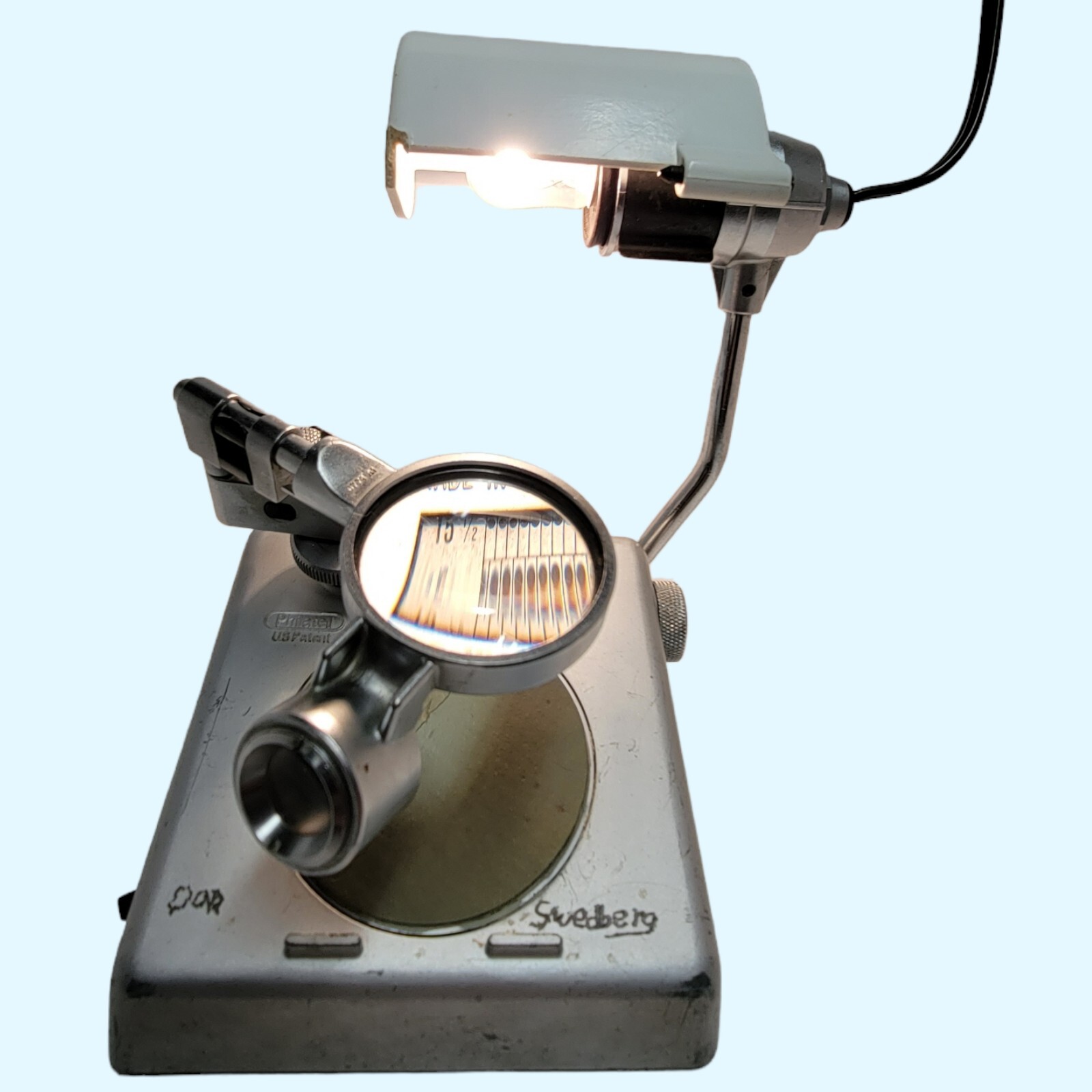 Vtg Philatell Double Lens Stamp Magnifier Philately Viewer Stand