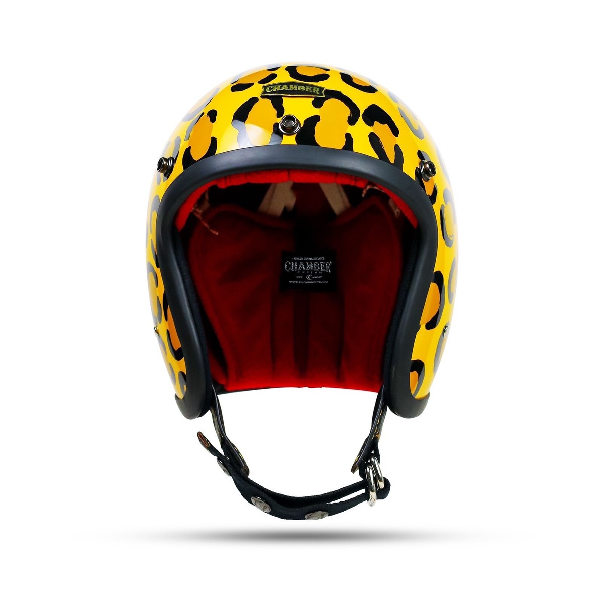 Open Face Vintage Custom Helmet Slimhead Leopard Chopper Cafe