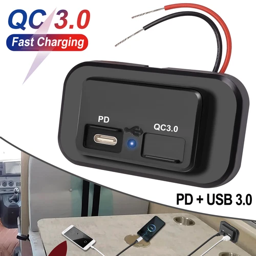 12V QC 3.0 PD USB Auto KFZ Steckdose USB Ladegerät Buchse Dose KFZ Einbau DE