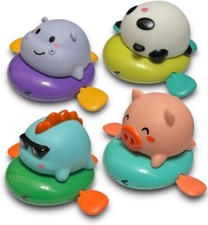 Floating Bath Toys 4-Pack   Wind-Up Pet Riding Fish for Toddlers  Babies