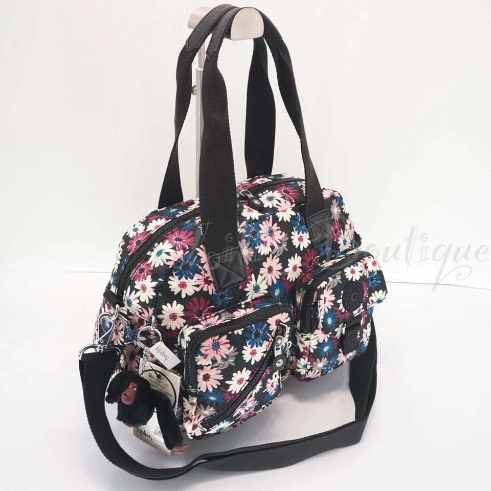 Neu mit Etikett Kipling HB3510 Defea große Umhängetasche Schultertasche Handtasche Nylon blühende Blütenblätter - Bild 4 von 4