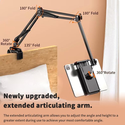 Tablet Holder for Bed Ipad Stand 360 Rotating Desktop Phone Mount with Aluminun - Picture 4 of 13