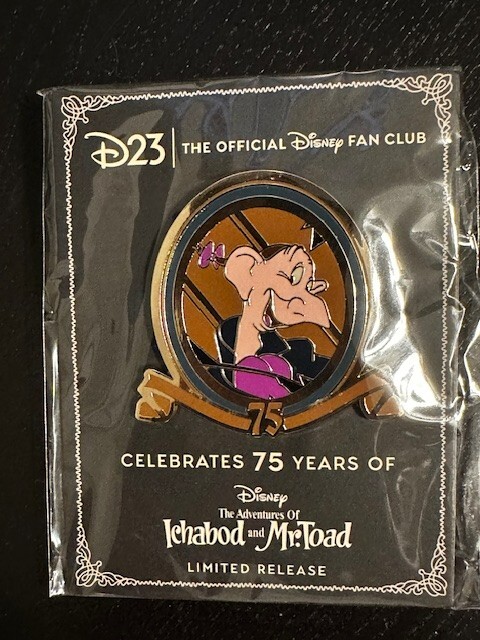 Disney Ichabod Crane and Katrinピンバッジ　激レア Disney D23 Adventures of Ichabod Crane Mr. Toad 75 Years Pin 75th