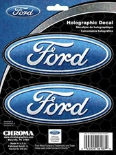 Chroma 6187 Ford Oval Blue 2 pcs Holographic Decal Sticker Size 2" x 5 1/2"