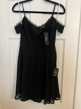 LULUS Absolutely Unforgettable Black Lace Off-the-Shoulder Dress NWT SMALL