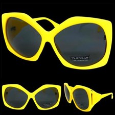 OVERSIZED EXAGGERATED VINTAGE RETRO Style SUNGLASSES Huge Jumbo Big Yellow Frame