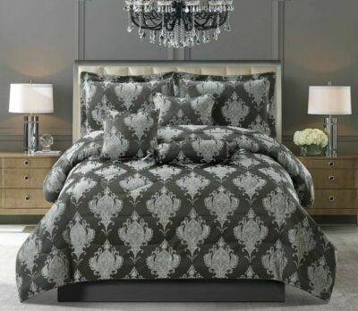 7-tlg. Bettdecke Jacquard Gesteppt Tagesdecke Set Blumenmuster mit Kissen