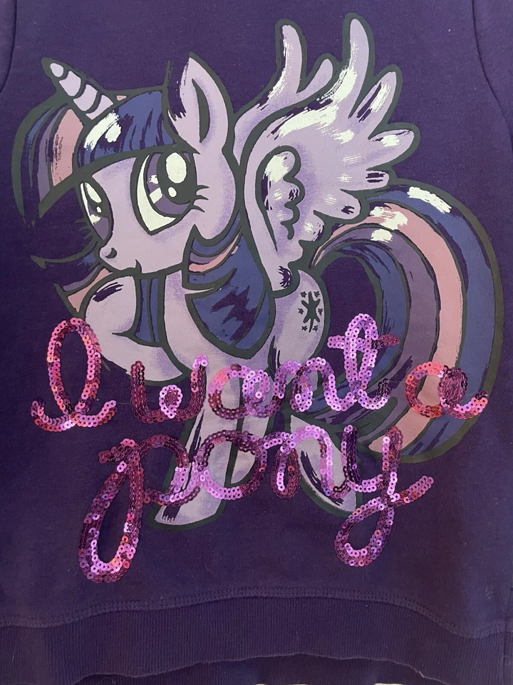 H&M Hasbro Kids Girls My Little Pony Cozy Crew Neck Sweatshirt Dark Purple 6-8Y - Image 4 of 4