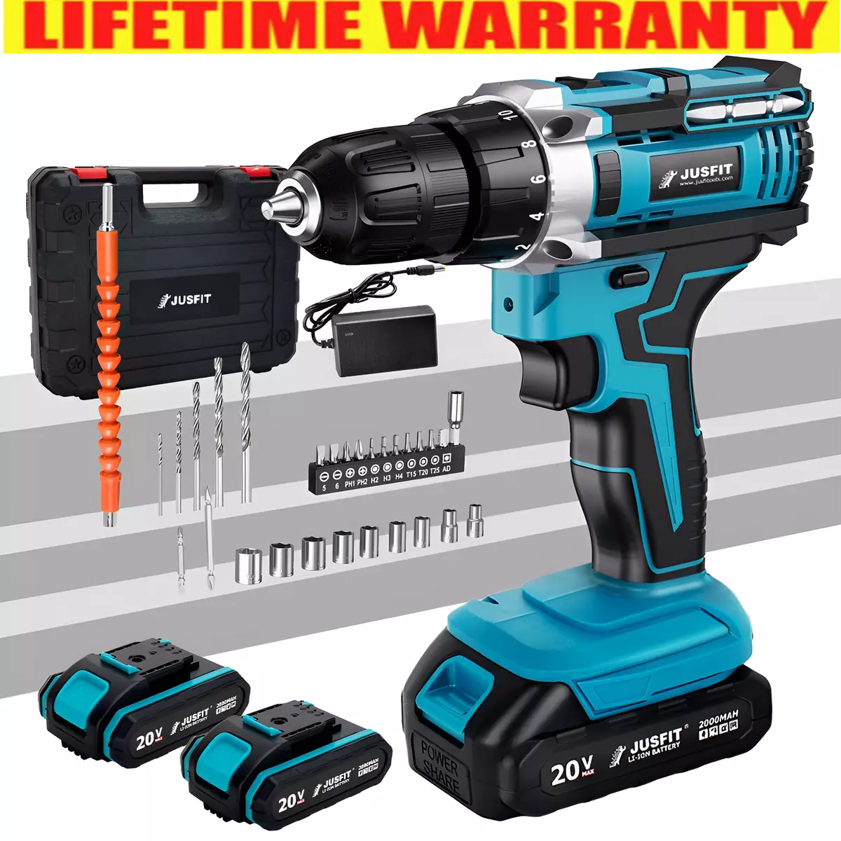 21V Cordless Hammer Drill Set Electric Impact Driver Screwdriver
