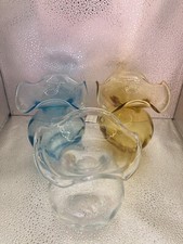 VASES  3 VITERI HIBISCUS ART GLASS HAND BLOWN RUFFLED TOP ITALIAN NEW UNUSED
