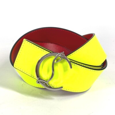 Christian Louboutin Logo Belt, Yellow Christian Louboutin Skinny Rubber Belt w/ Tags - Yellow  main image 4