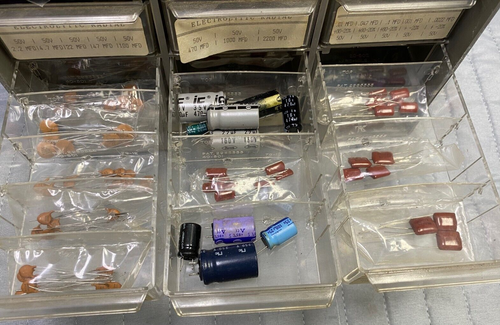 VINTAGE CAPACITOR PARTS KIT CABINET LOTS OF PARTS! - Picture 2 of 6