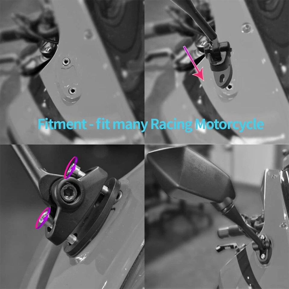 Left + Right BLK Rearview Mirrors For Kawasaki Ninja 650R Ninja1000 Z1000SX ER6F - Imagem 4 de 4