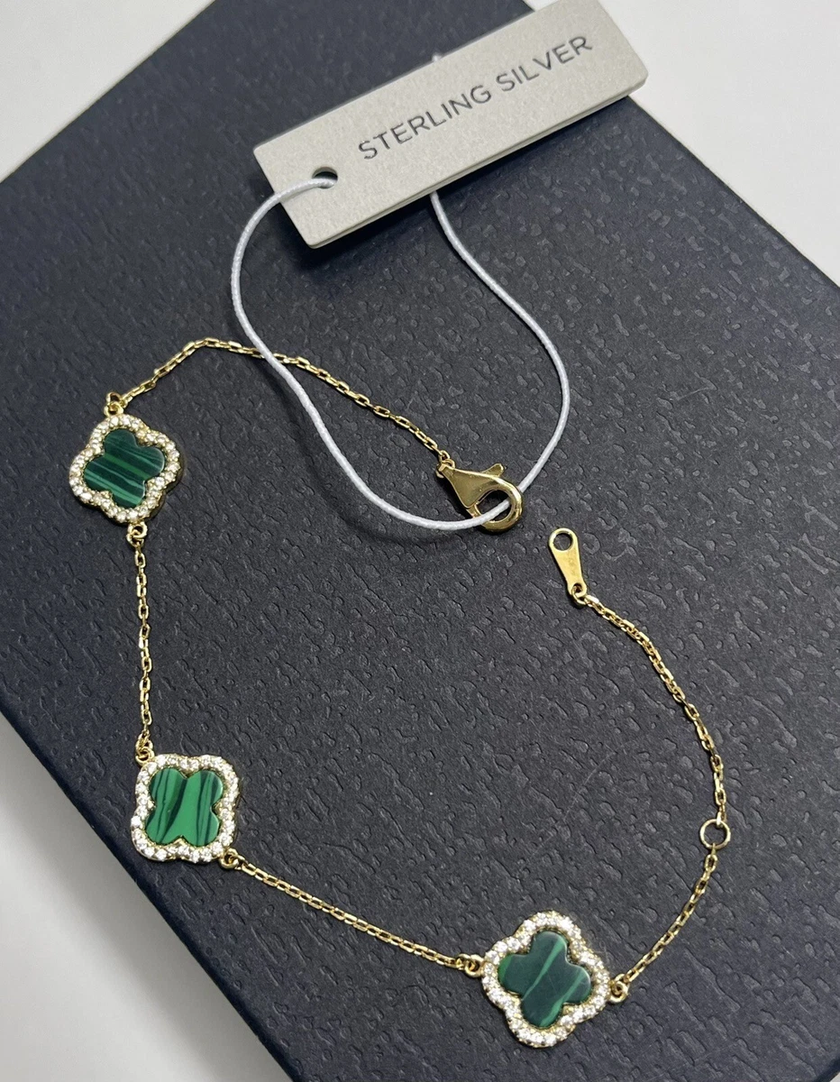 Rachel Zoe Sterling Silver Green Clover Bracelet New In Box