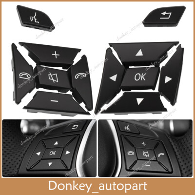 LH&RH Steering Wheel Control Button Multi Switch Cap For Mercedes E Class Black