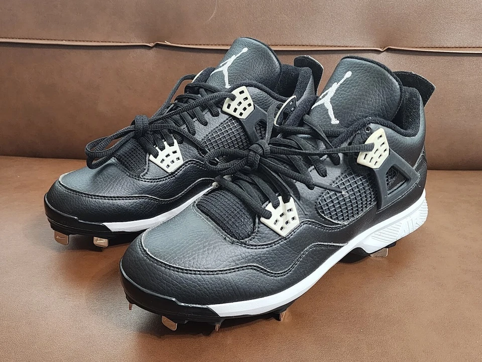 Botines de béisbol Air Jordan 4 retro de metal Oreo - talla 9 (807710-010) Foto 2 de 4