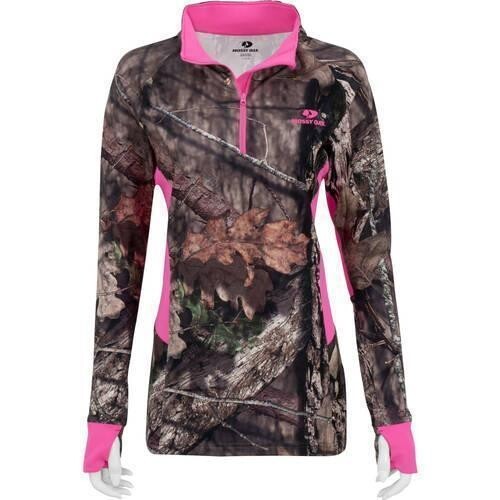 NEW Women Size Medium MOSSY OAK Country Long Sleeve 1/4 Zip Camo Pink Shirt NWT - 第 1/1 張圖片
