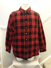 Flannel Jacket Duluth Trading Womens Xxl Plaid Quilt Lined Lumberjack Black Red