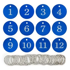 Round Aluminum Engraved Number Tags Key Tags ID Tags 1-25 Blue