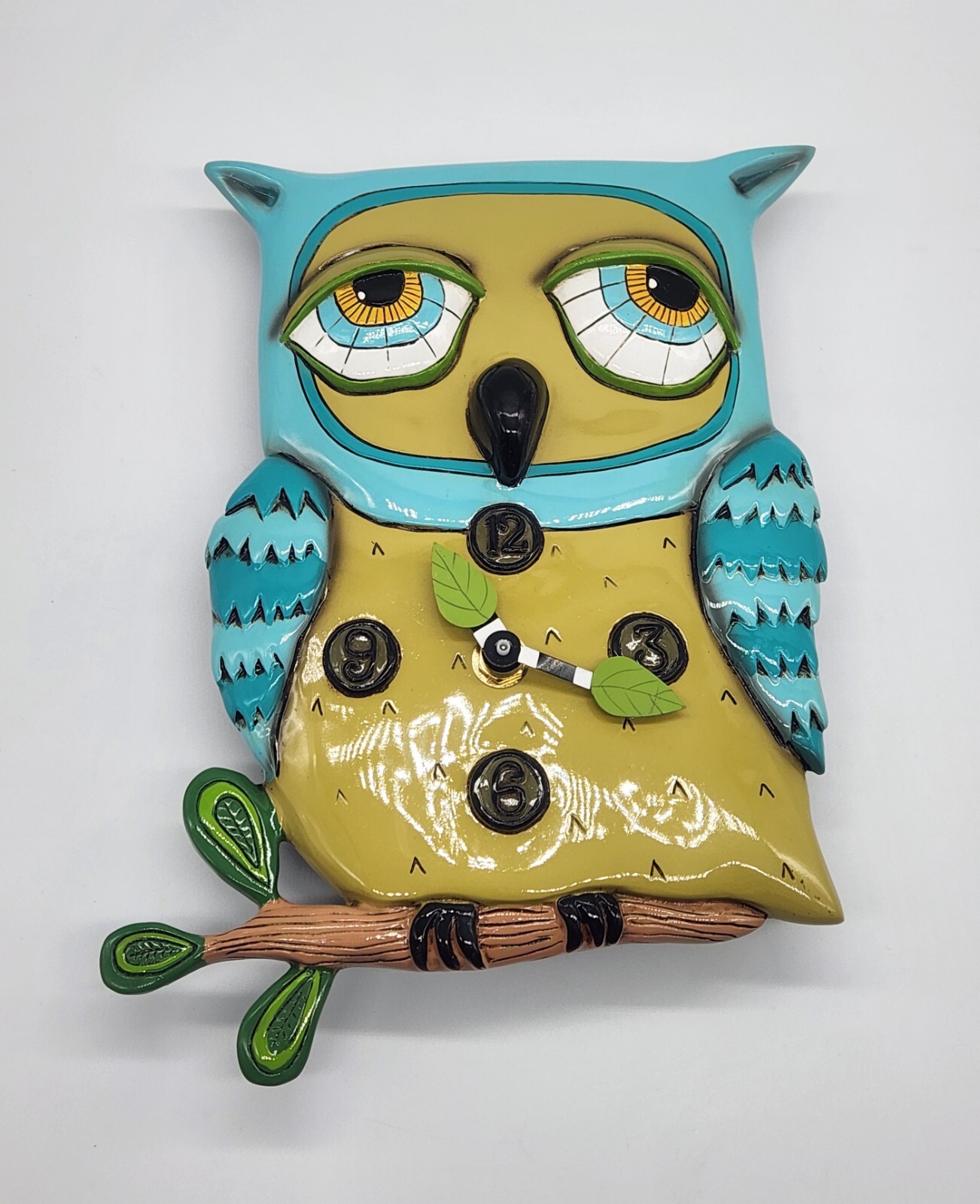 Allen Studio Designs Old Blue Owl Clock *missing parts* 7.5"