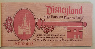 Vintage Disneyland Ticket Book Any Ride .10 - .85 cents 7 Tix Left